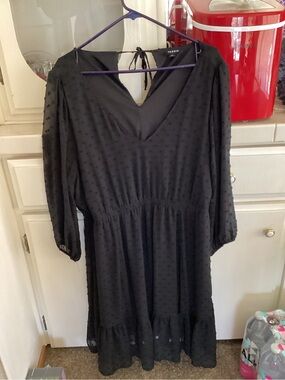 torrid Black Swiss Dot V-Neck Tiered Midi Dress